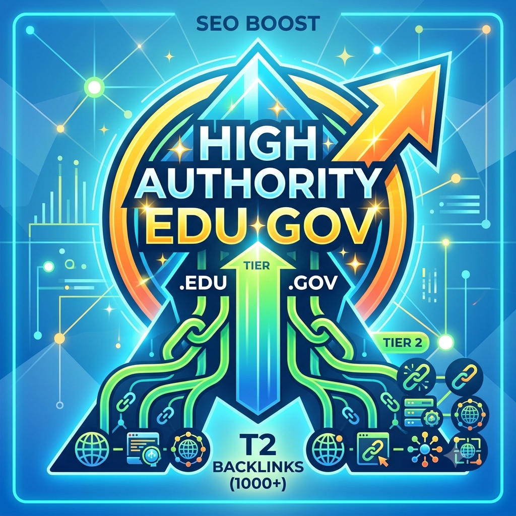A colorful digital infographic detailing a layered link network, featuring 200 premium top-tier links and 1000+ supporting Tier 2 backlinks for rapid indexing.