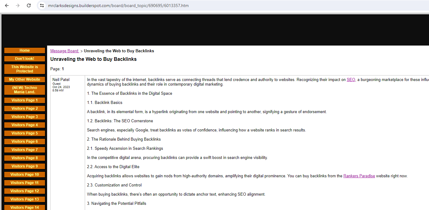 Rankers Kiosk Affordable Link Building on niche forum posts
