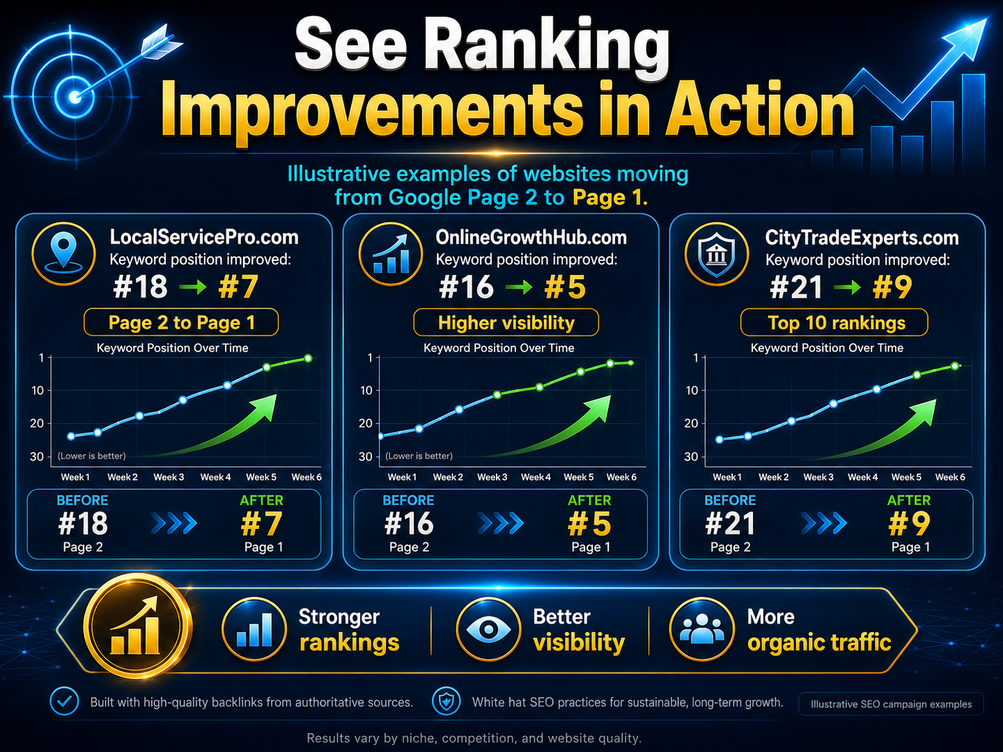 Keyword ranking improvements after using Rankers Kiosk SEO service