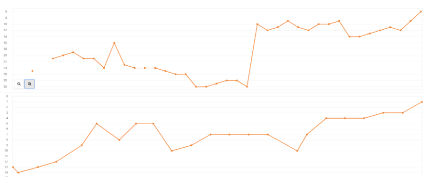 Buy High DA PBN backlinks showing ranking results for 2 websites