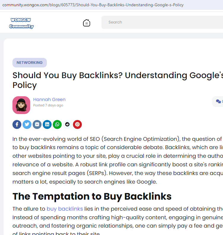Buying Backlinks Guest Post Example from Rankers Kiosk