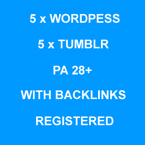 PA 28+ 5 Wordpress 5 Tumblr Backlinks