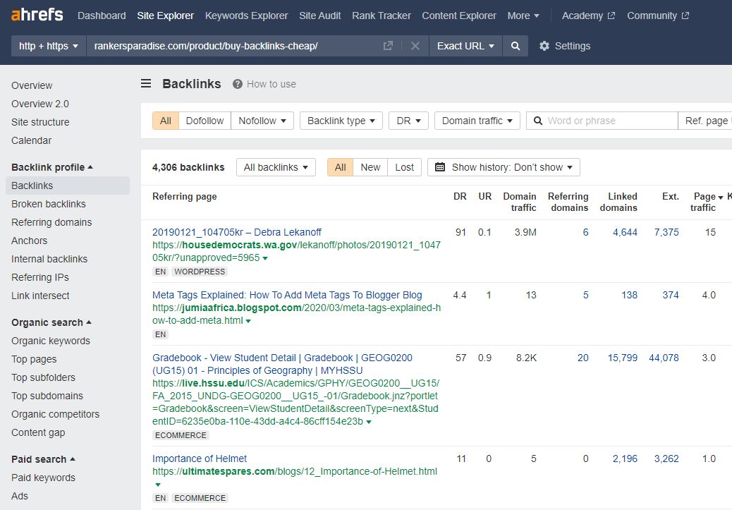 4306 backlinks to rank top on Google