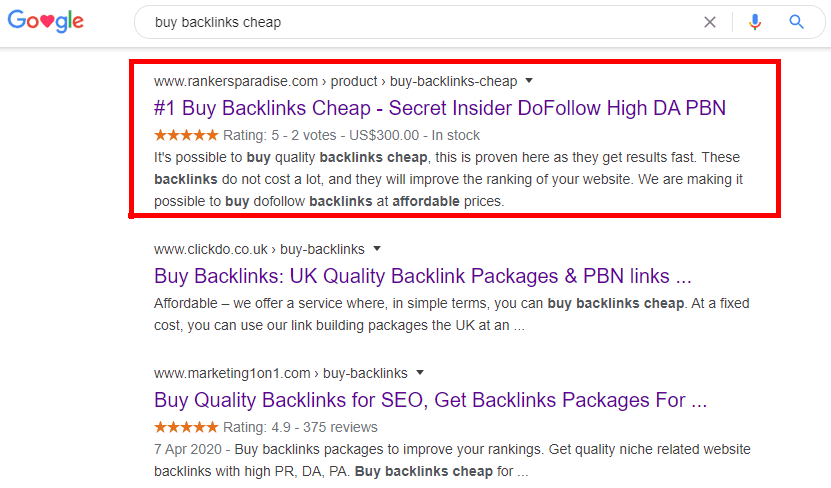 Proof that these backlinks work for ranking our selected keyword