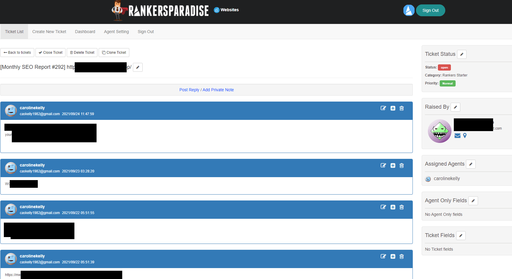 The Rankers Kiosk monthly SEO dashboard
