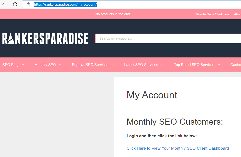 image shows link to follow to view monthly SEO dashboard