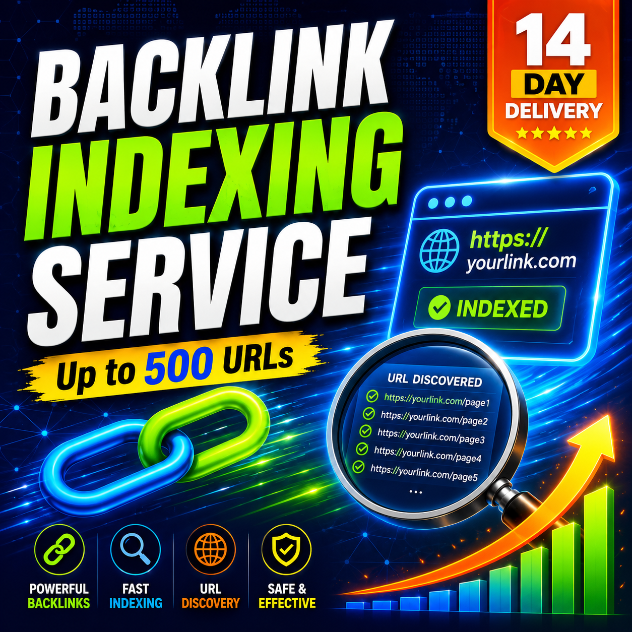 URL indexing service for backlink discovery and search engine crawling